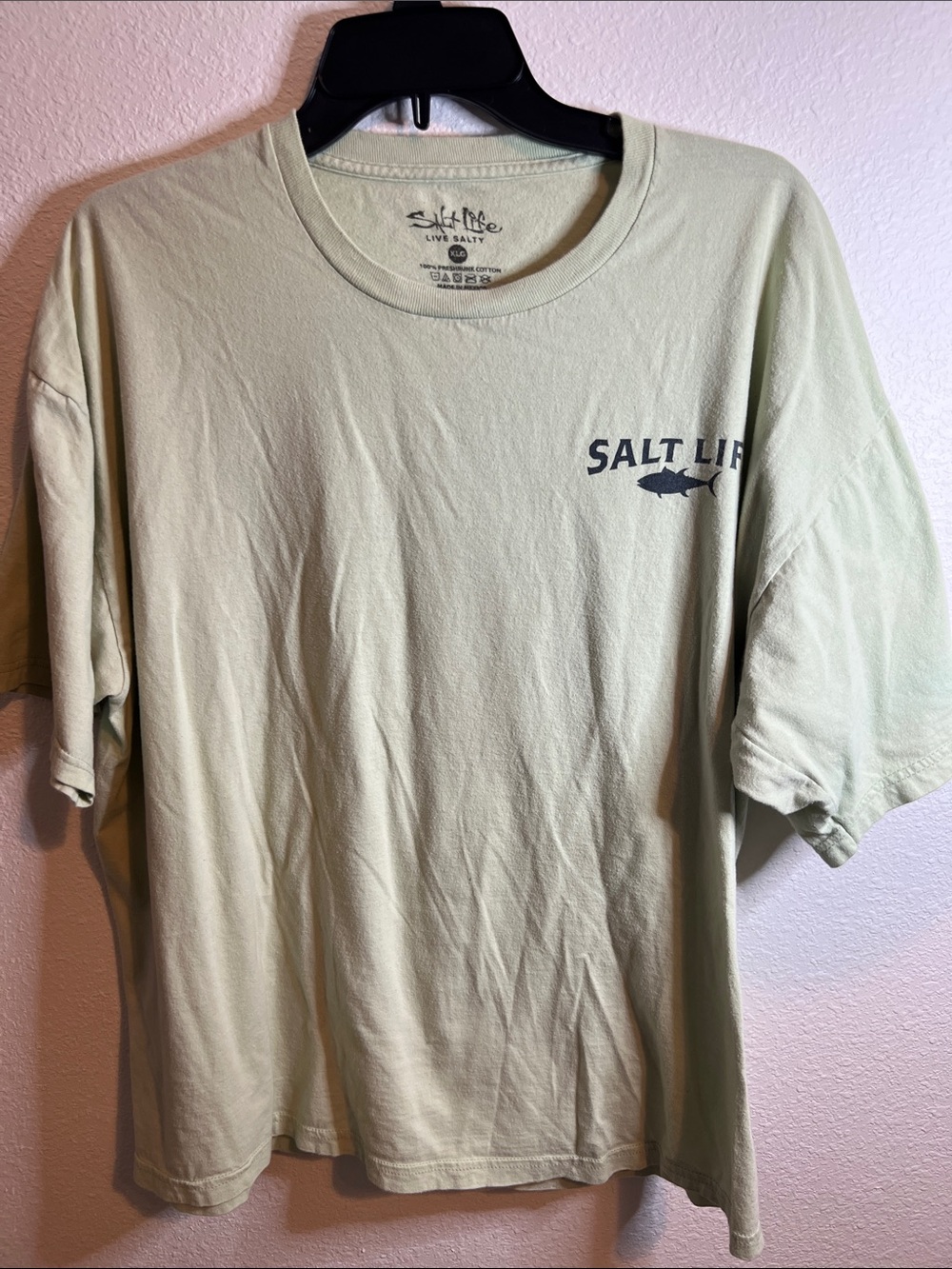 Salt Life Men’s Short Sleeve T‑Shirt - Sage Green with Navy Logo